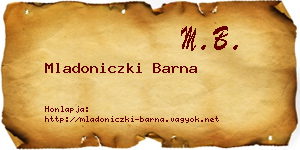 Mladoniczki Barna névjegykártya